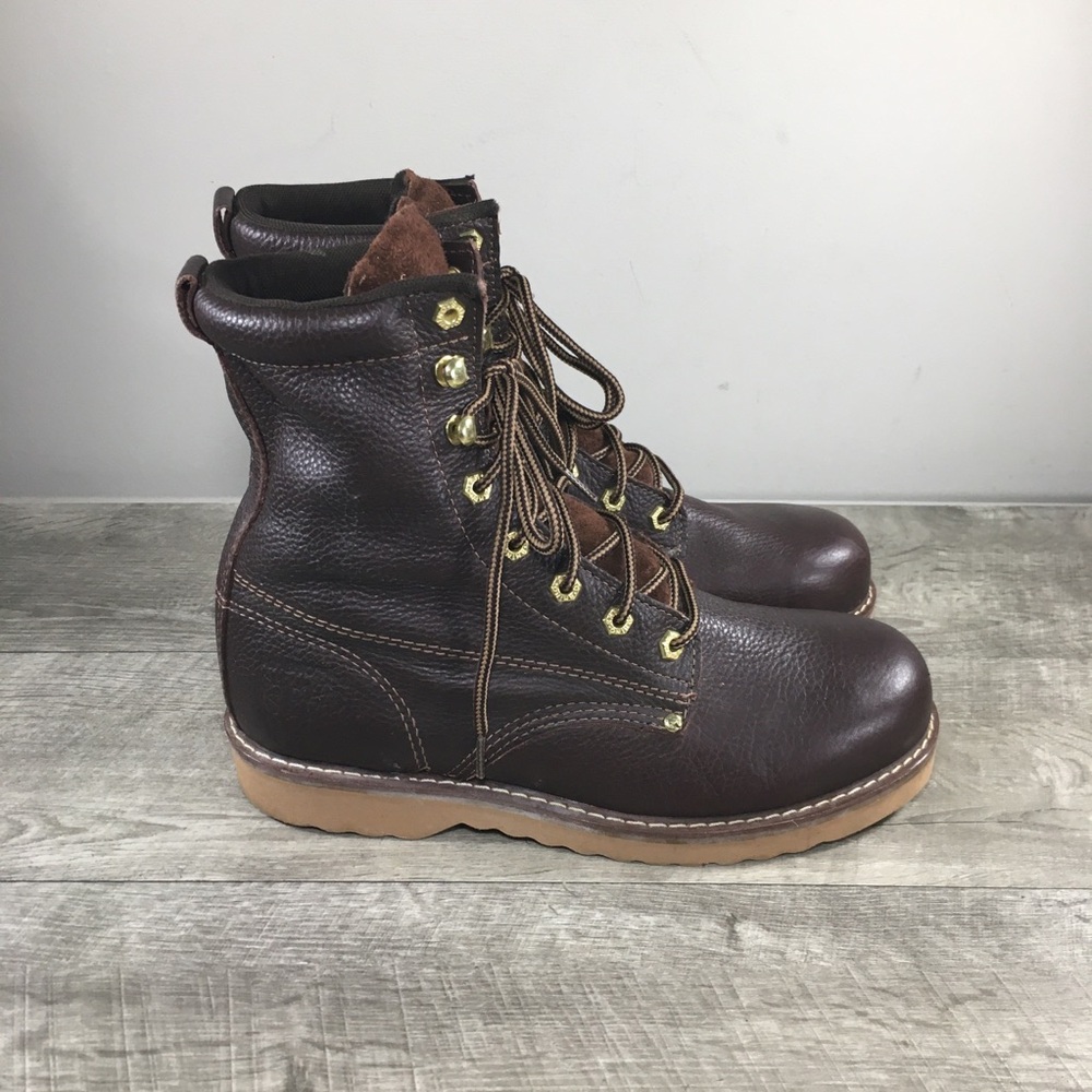 Rhino Soft Toe Oil Tanned Leather Work Mens Wedge 81M28 Lace Up Boots Size 9.5